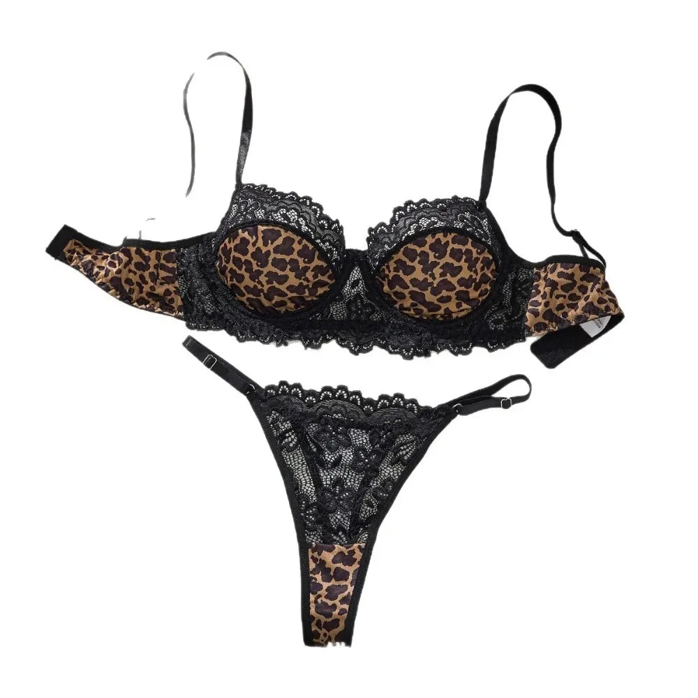 Fashionable Wild Leopard Print Lace Underwear