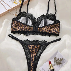 Fashionable Wild Leopard Print Lace Underwear