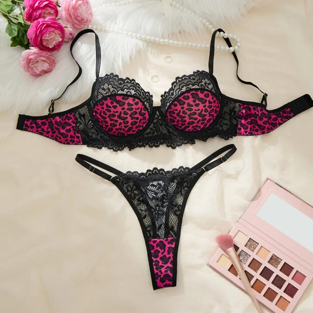 Fashionable Wild Leopard Print Lace Underwear