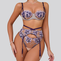 Lingeries Bra Set Romantic Underwear Beautiful Embroidery Lace Lingerie Translucent Underwear Erotic Sets Bra