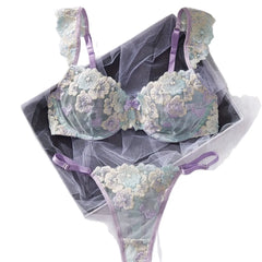 Floral Embroidery Hollow Out Thin Cup Bra