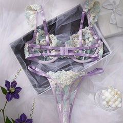 Floral Embroidery Hollow Out Thin Cup Bra