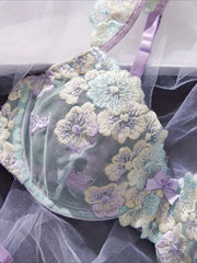Floral Embroidery Hollow Out Thin Cup Bra