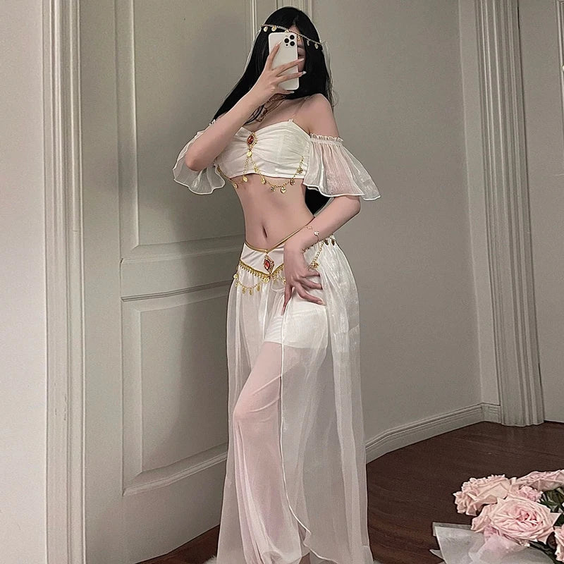 Goddess Uniforms Cosplay Egyptian Queens Belly Dance Aladdin Indian Dance Exotic Hotel Nightclub Goddess Uniforms