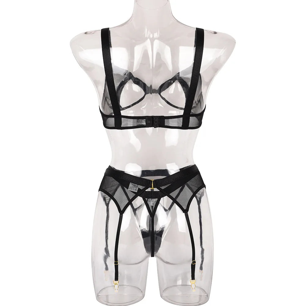 Adult Lingeries Set Erotic Romantic Underwear Transparent Lingerie Sets Mesh Hollow Out Patchwork Pure Desire