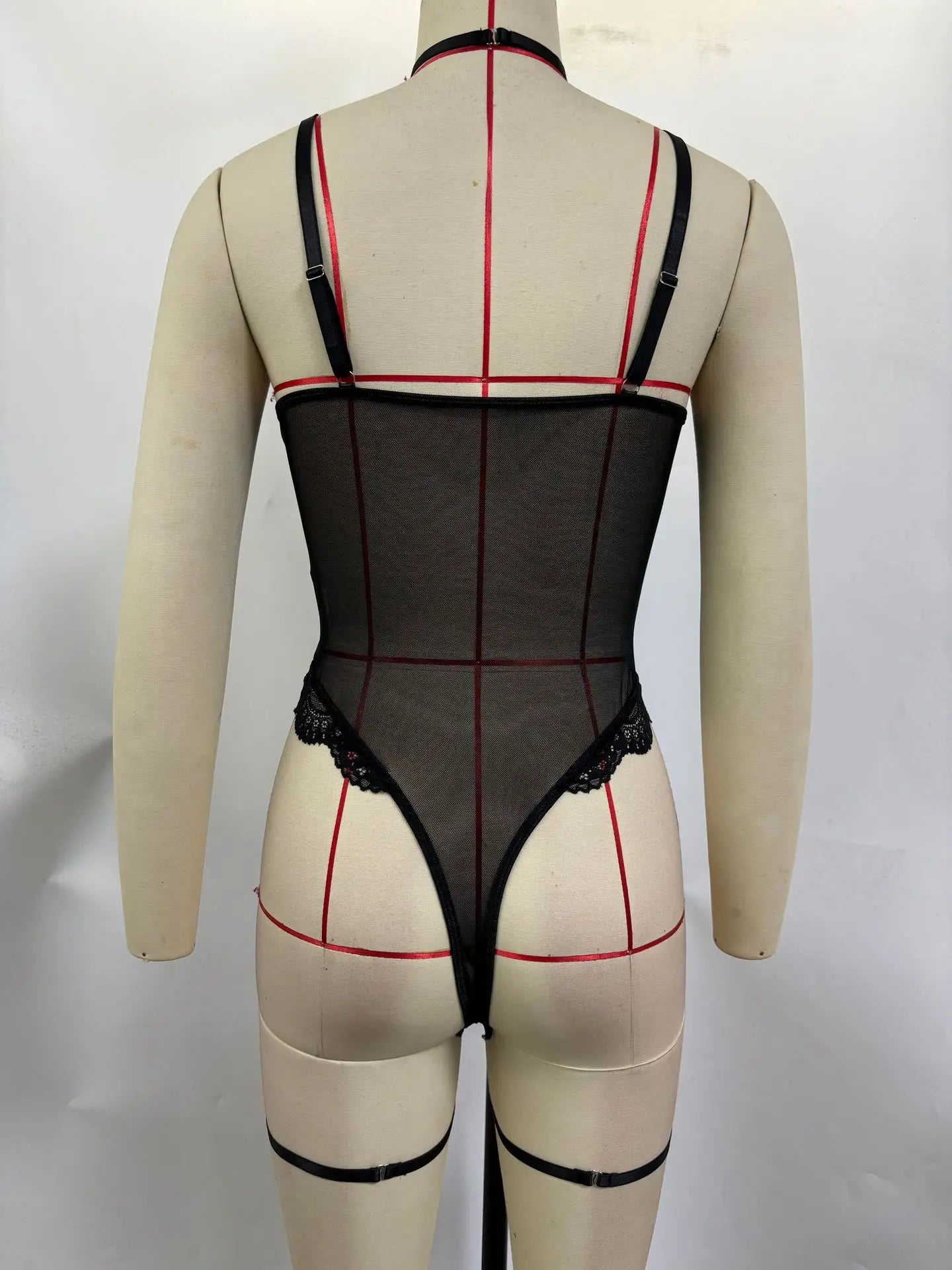 Lace See Through Open Crotch Spaghetti Strap Body Suits