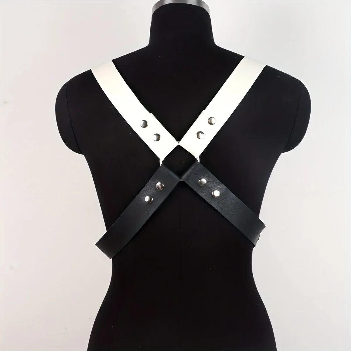 Men BlackLeather Metal Body Chest Harness Punk Male Leather Bondage Gay Club Rave  Flirting Adult Accessories