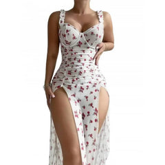 Nightwear Printed Backless Split Nightdress String Lingerie