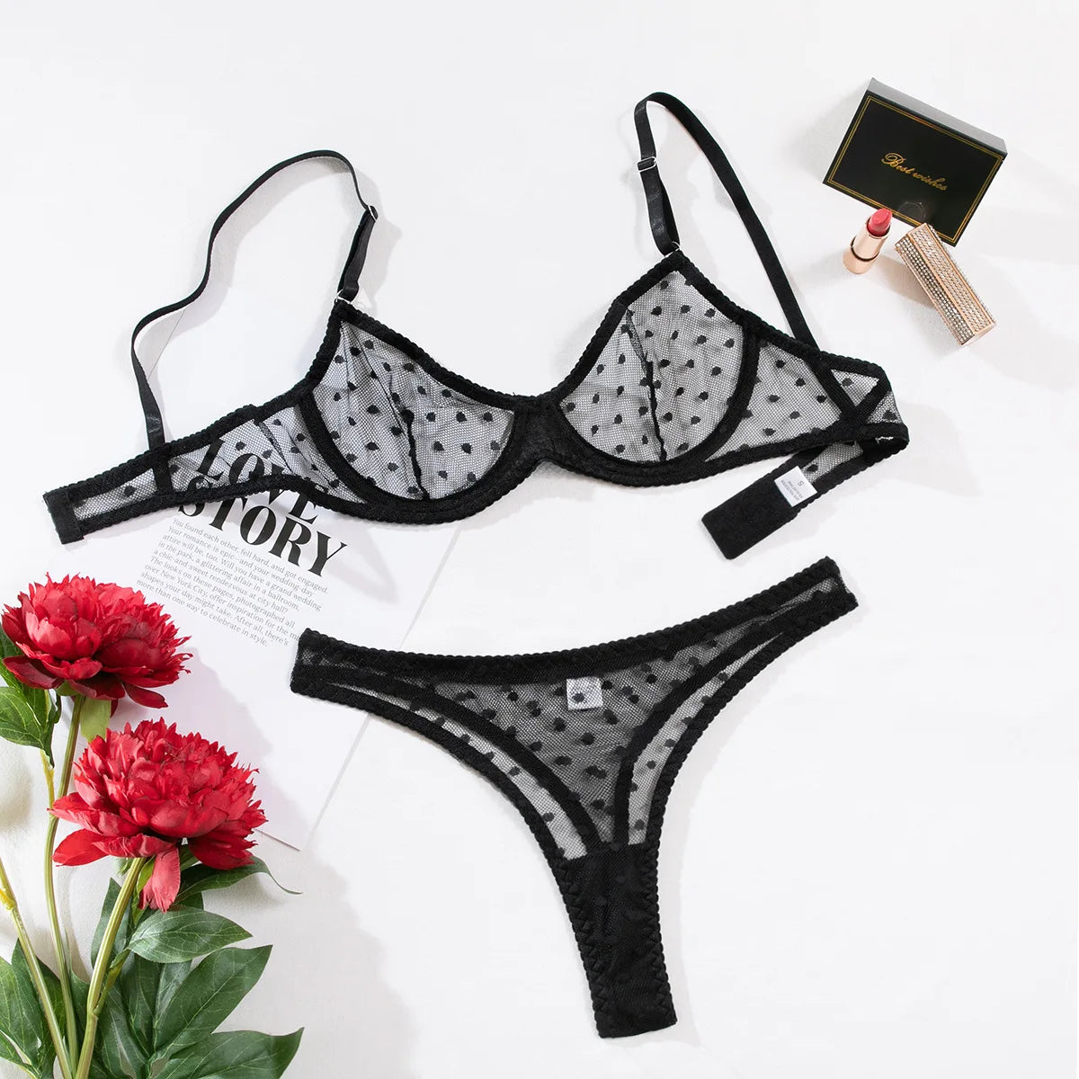 Polka Dot Bra Thong See Through