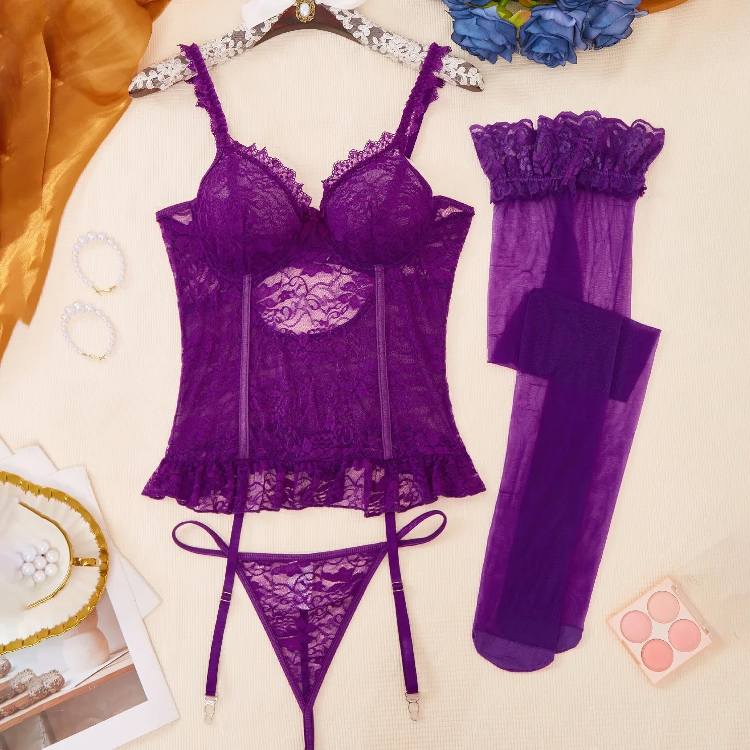 Purple Lace Vest Bra
