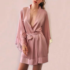 Robe with Lace Satin Nightgown Bathrobe Gown Nightdress Bride Bridesmaid Robe