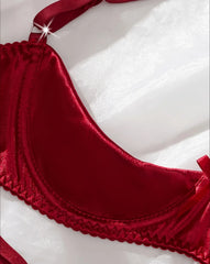 Three Point Bra Crotchless Open Panty Lingerie Sets Erotic Suits