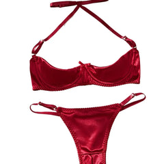 Three Point Bra Crotchless Open Panty Lingerie Sets Erotic Suits