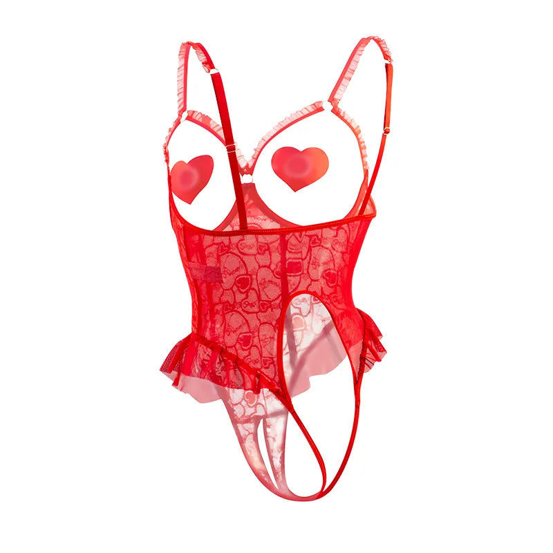Transparent Open Crotch Uniform Styles Body Suit