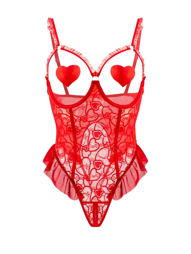 Transparent Open Crotch Uniform Styles Body Suit
