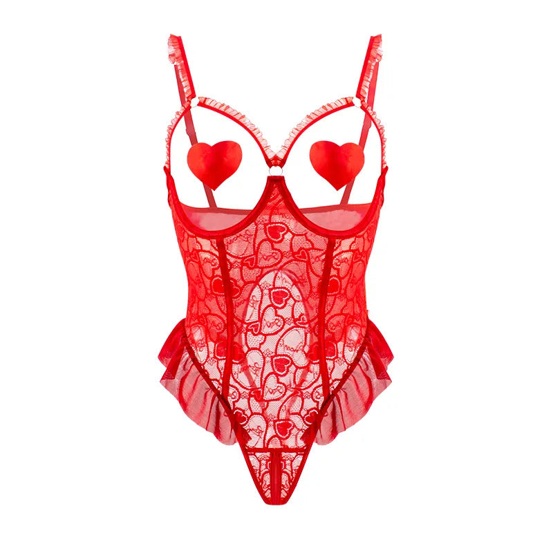 Transparent Open Crotch Uniform Styles Body Suit