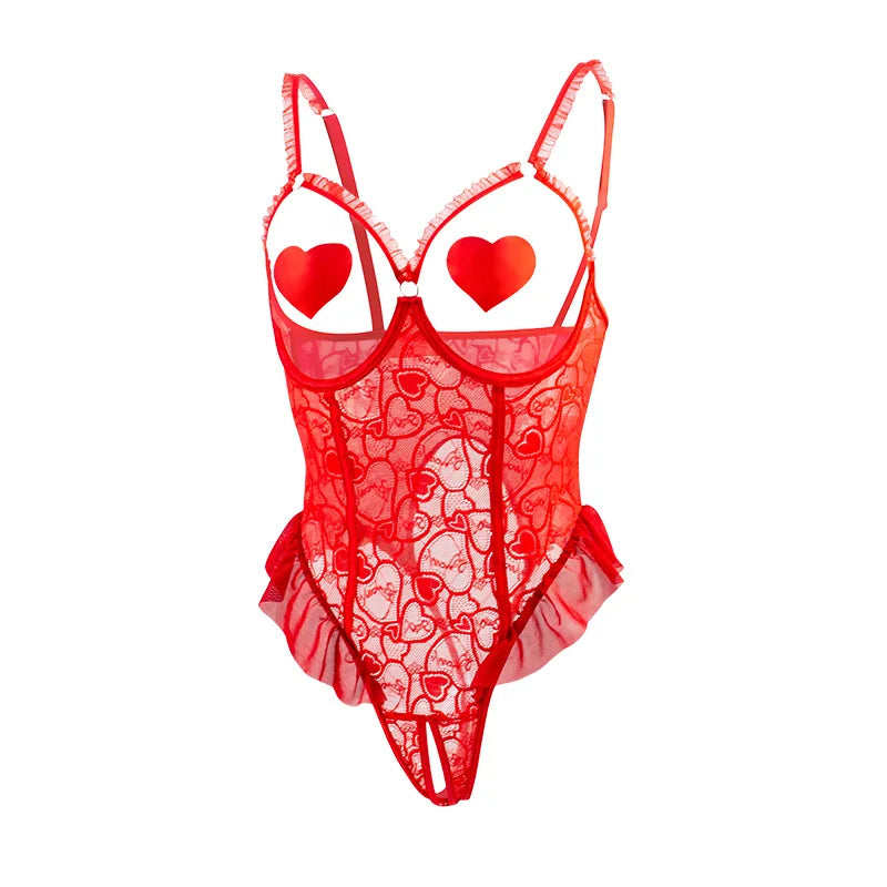 Transparent Open Crotch Uniform Styles Body Suit