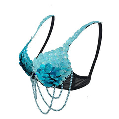 Halloween Party Anime Mermaid Ariel Princess Sequins Bra Masquerade Uniforms Squama Festival Bras