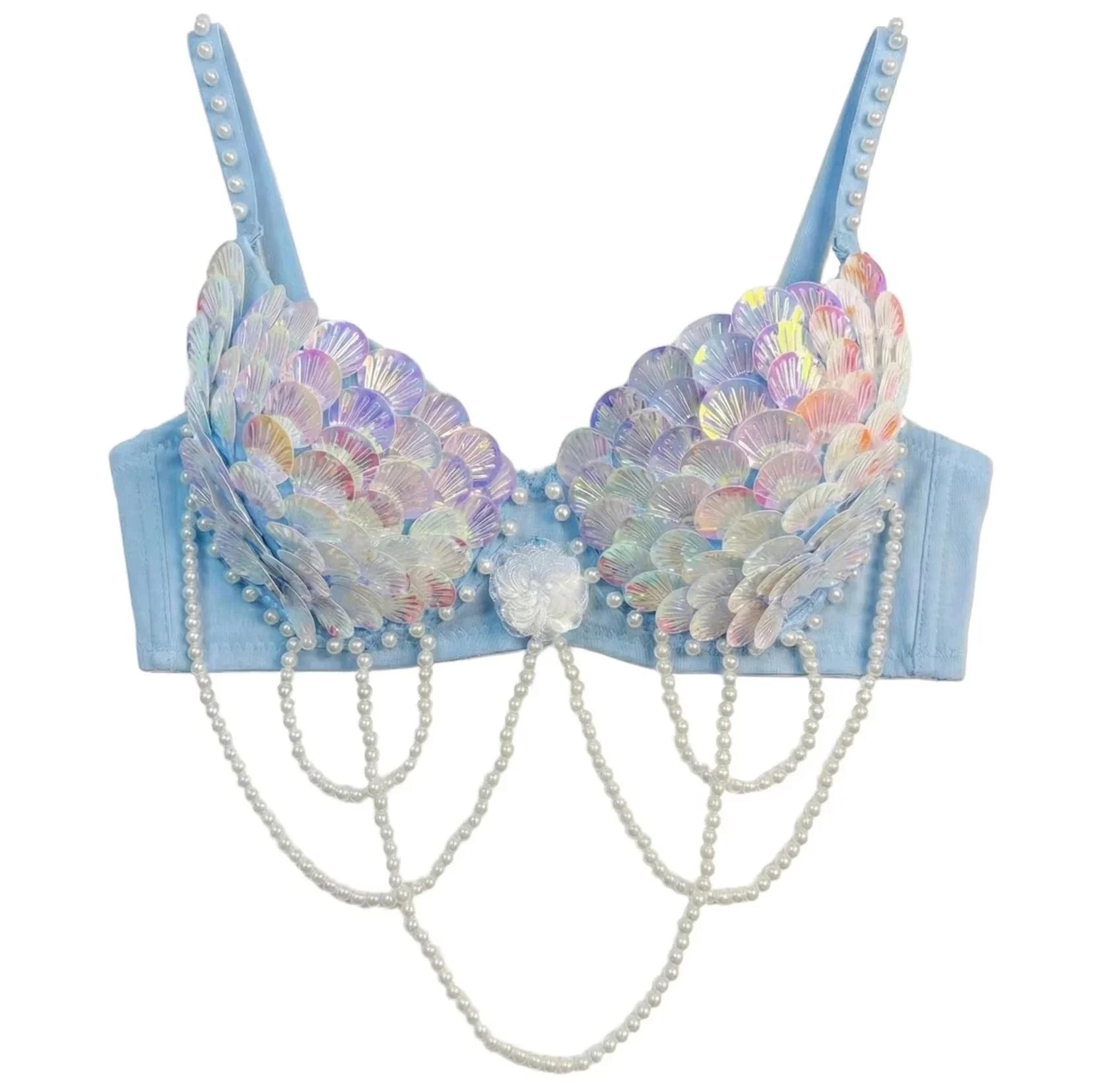Halloween Party Anime Mermaid Ariel Princess Sequins Bra Masquerade Uniforms Squama Festival Bras
