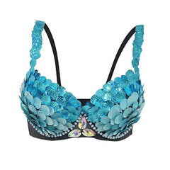 Halloween Party Anime Mermaid Ariel Princess Sequins Bra Masquerade Uniforms Squama Festival Bras