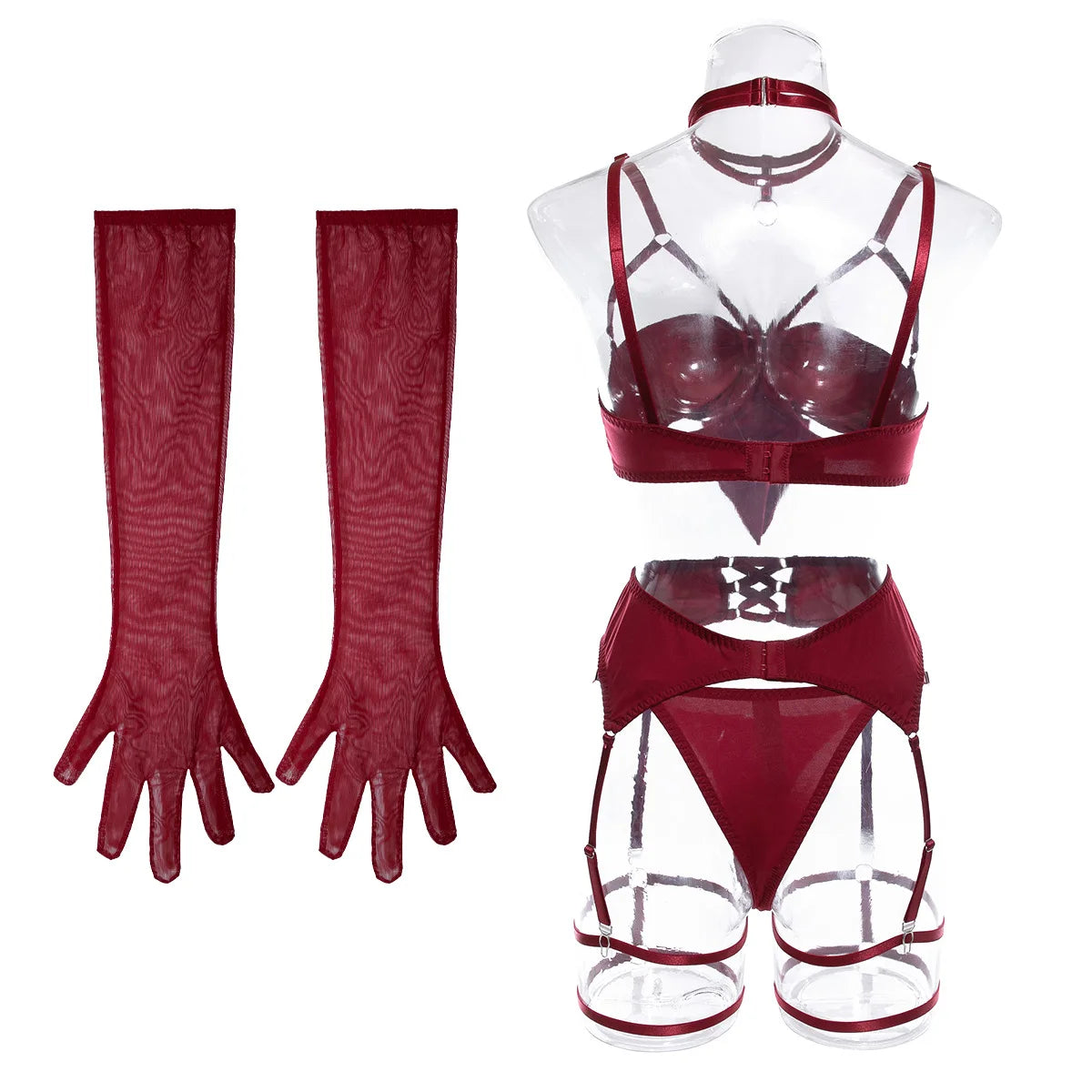 Lingerie Exotic Sensual Hollow Out Bow Decor Pure Desire Gloves Temptation Babydoll Fetish Outfit XXX