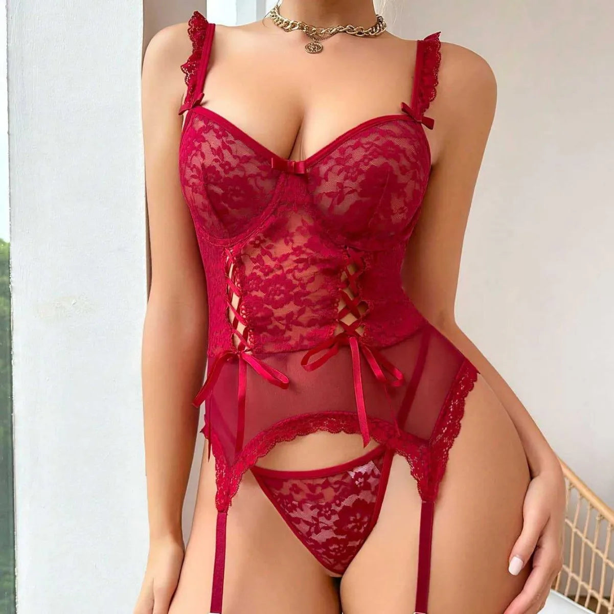 Push Up Lace Erotic Lingerie Set European American Exotic