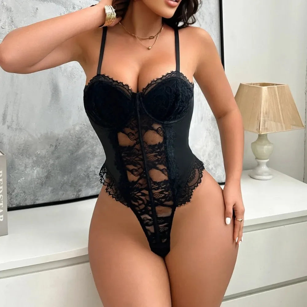 bodysuit underwear Westerns Lace Trim Spaghetti Strap Body Suits