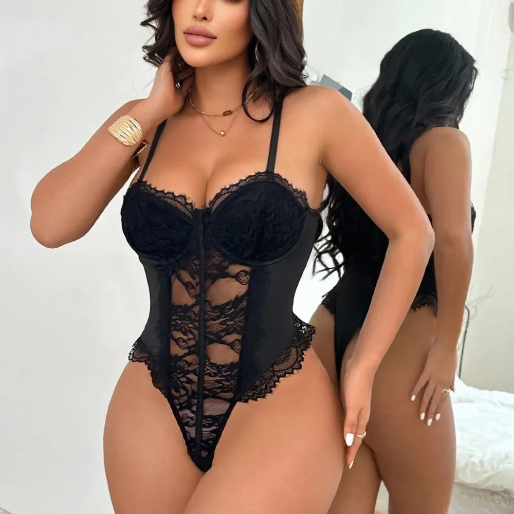 bodysuit underwear Westerns Lace Trim Spaghetti Strap Body Suits