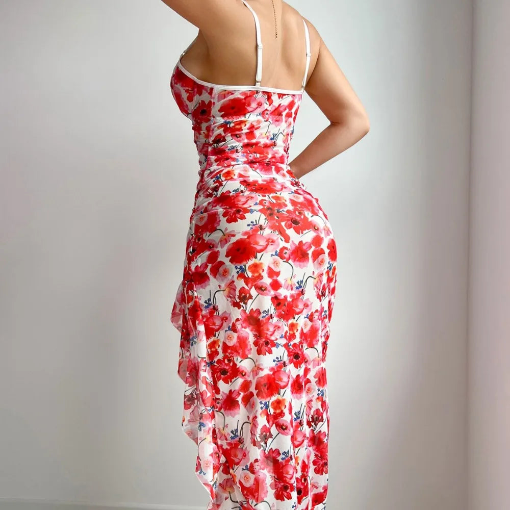 lingerie Nightdress set Floral Print Sling Camisole Strap Underwear Nightgown Dress Lingerie Set