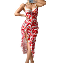 lingerie Nightdress set Floral Print Sling Camisole Strap Underwear Nightgown Dress Lingerie Set