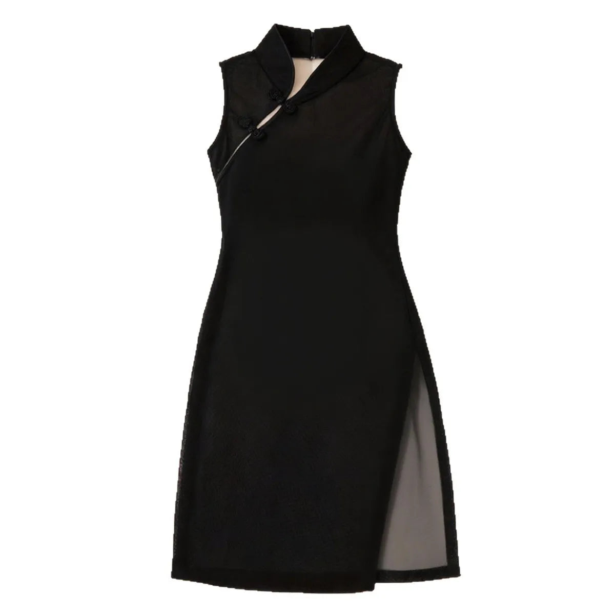 Sexys Mesh See Through High Slit Cheongsam Qipao Uniform