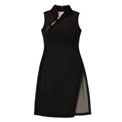 Sexys Mesh See Through High Slit Cheongsam Qipao Uniform