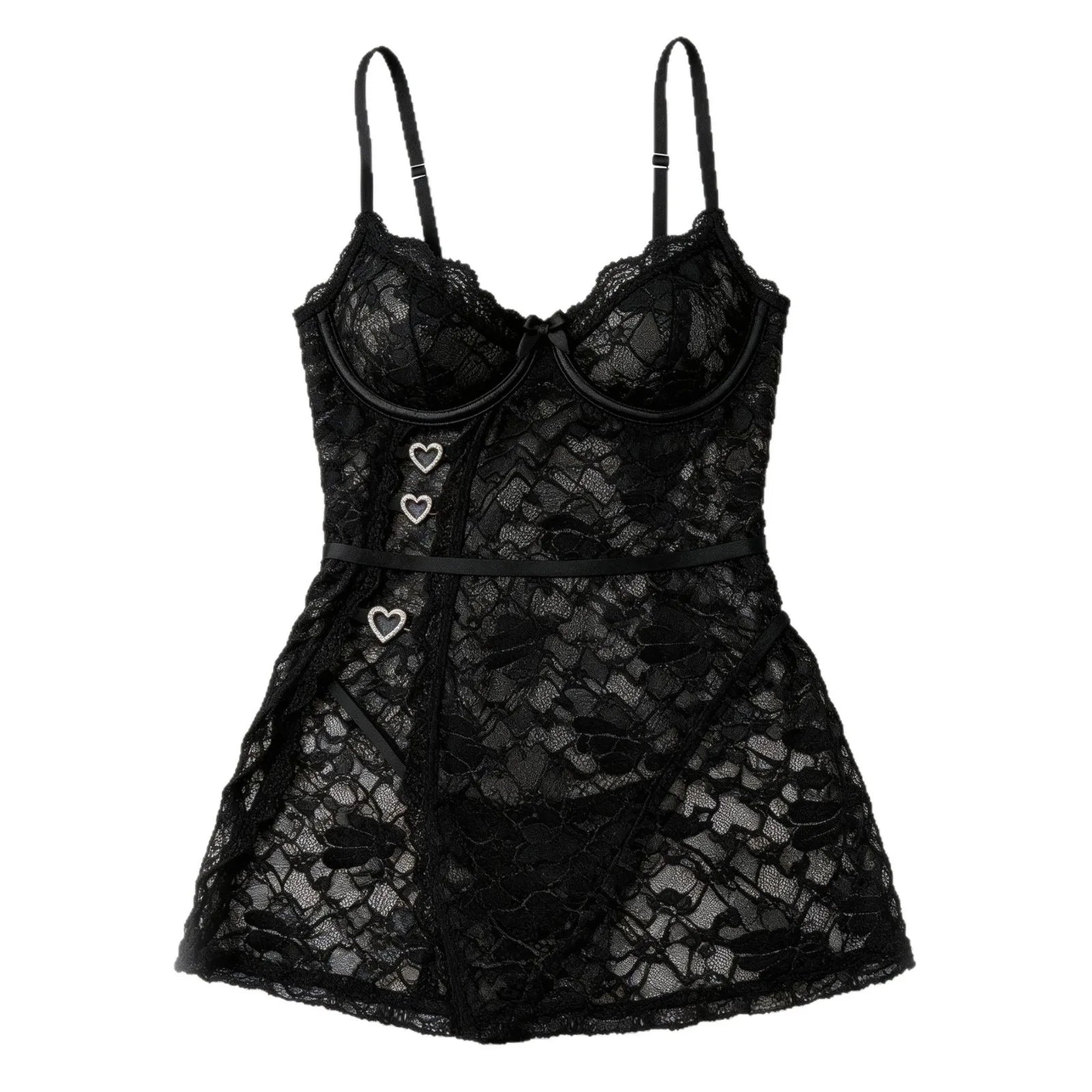 Sling Slit Lace See Through Nightgown