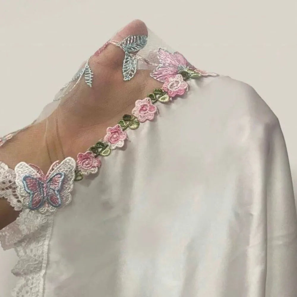 Thin Lace Bow Pajama Dress Embroidered Mesh Transparent Ice Silk Suspender Nightdress Split Sleepwear