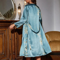 Two-piece Tie Nightgown Set Printed Satin Nightgown Suspender Dress Summer Home Clothes