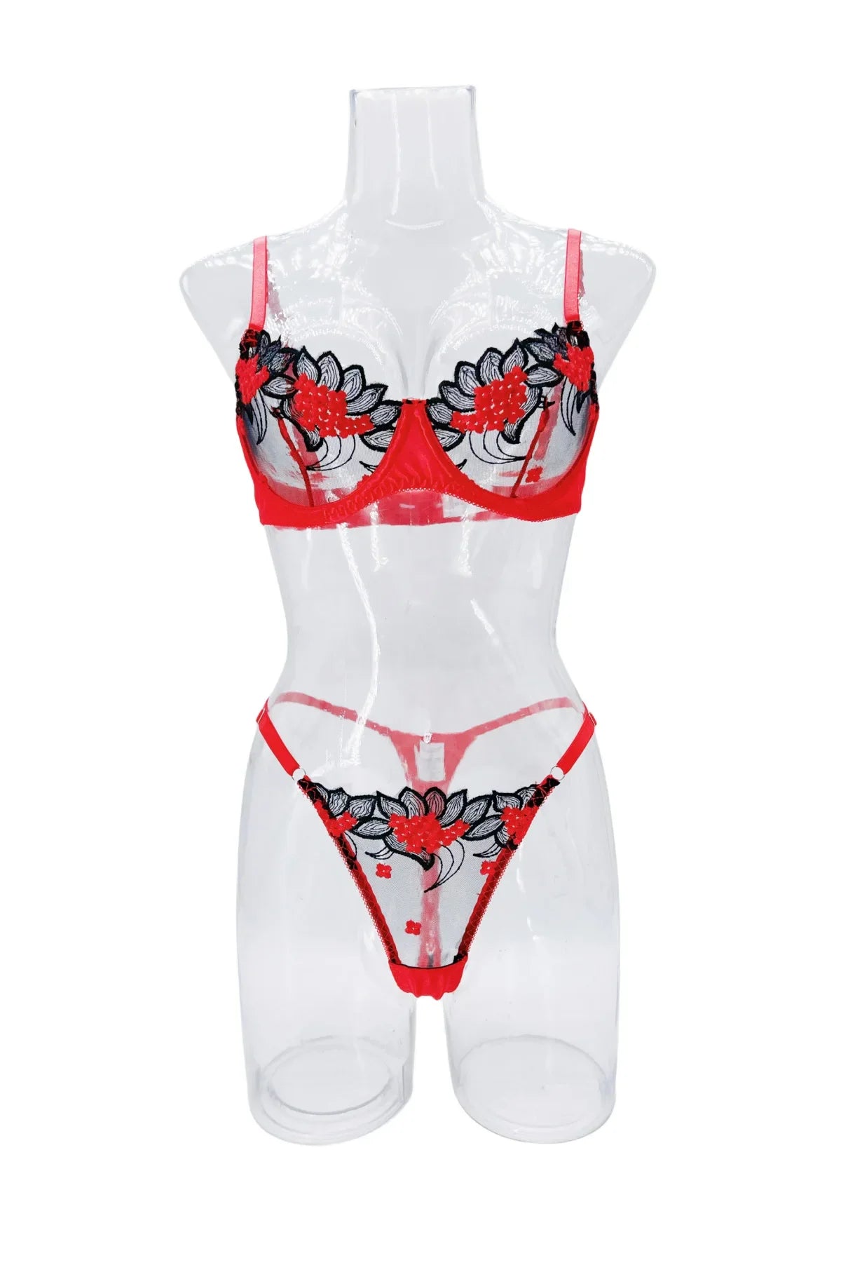 Valentines Day Funny See Through Pure Bra Panty Gorgeous Charming Stunning Attractive Alluring Lingerie Set