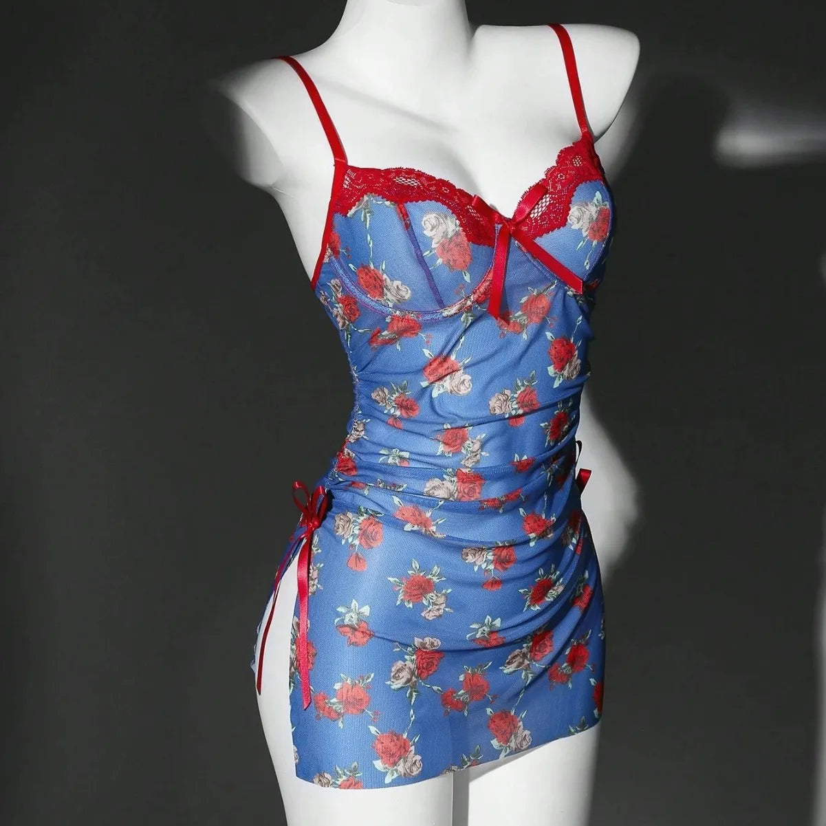 Vintages Casual Lace Patchwork Splicing Floral Flower Slim Fit A Line Sling Strap Skirt Slip Dress Lingerie Gown