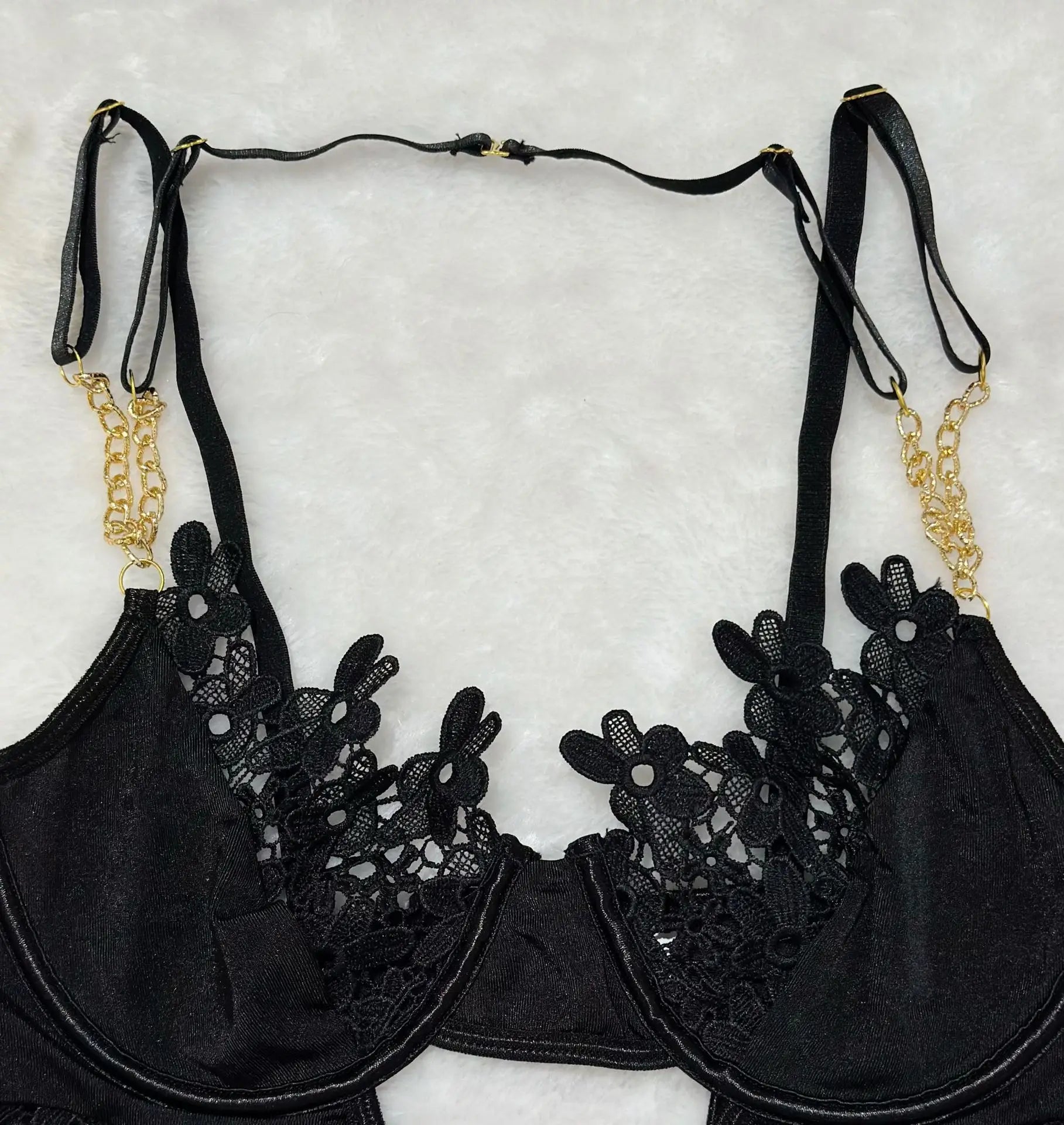 Western Black Lace Hollow Out 3D Bra