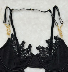 Western Black Lace Hollow Out 3D Bra