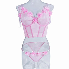 Western Bowknot Lace Up Slim Fit Bras Erotic Seductive Underwearss Seductive Clothing Lingerie Set
