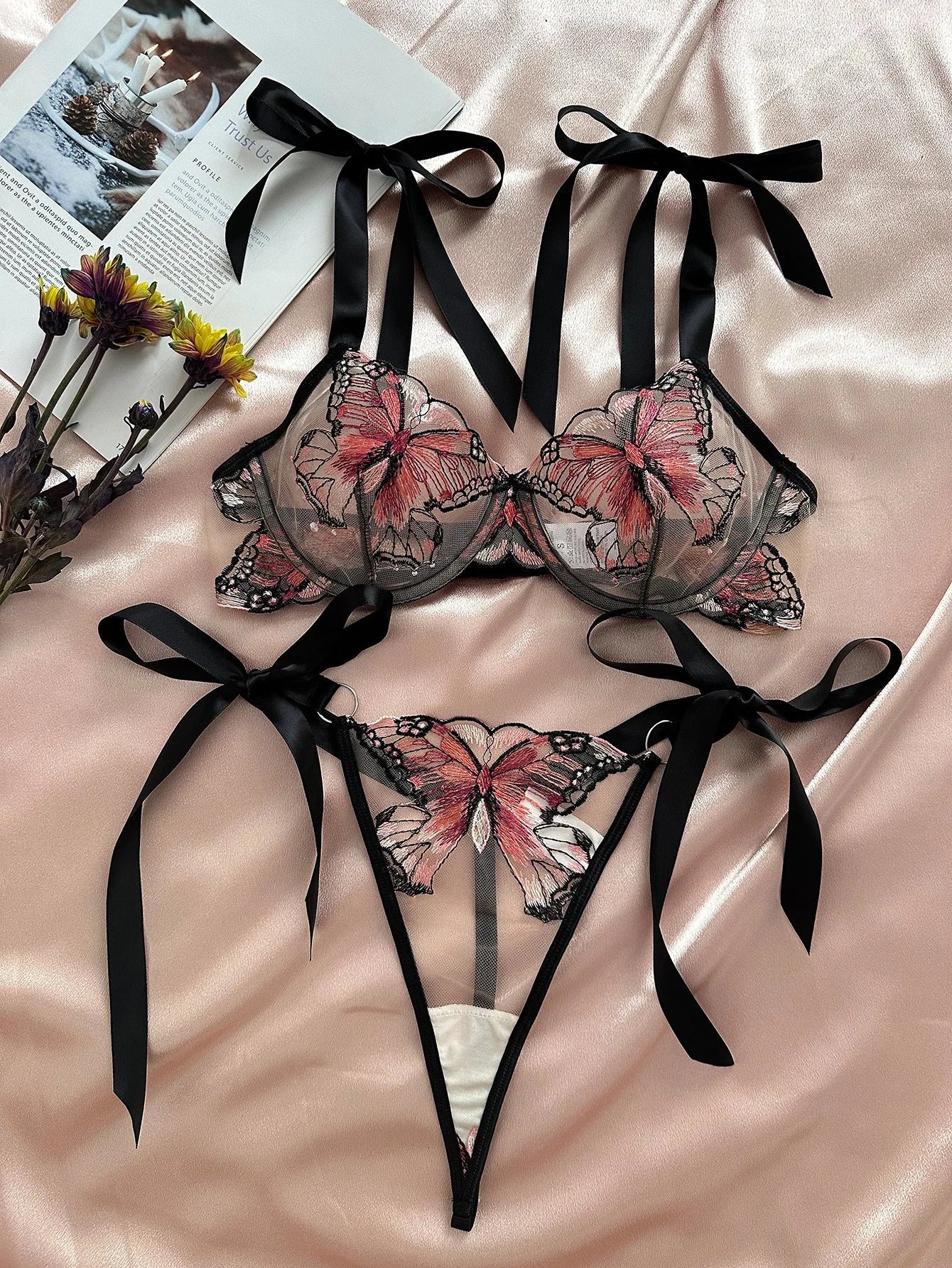 Western Butterfly Mesh Embroidery See Through