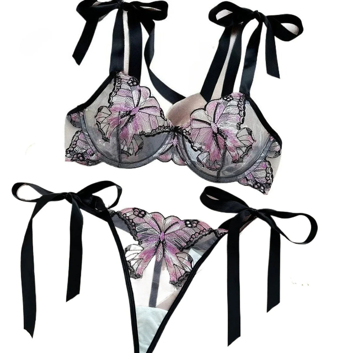 Western Butterfly Mesh Embroidery See Through