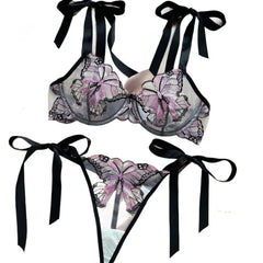 Western Butterfly Mesh Embroidery See Through