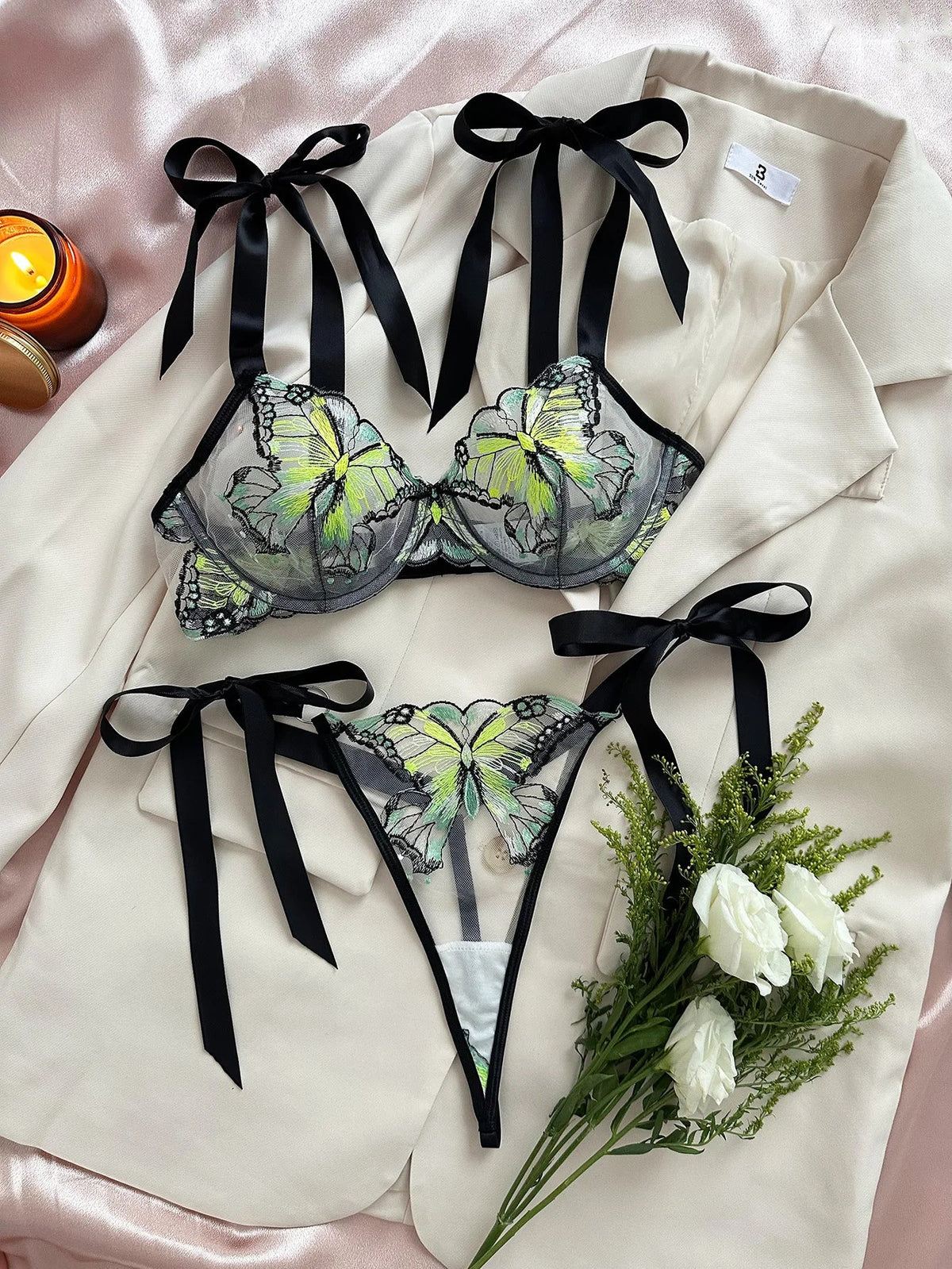 Western Butterfly Mesh Embroidery See Through