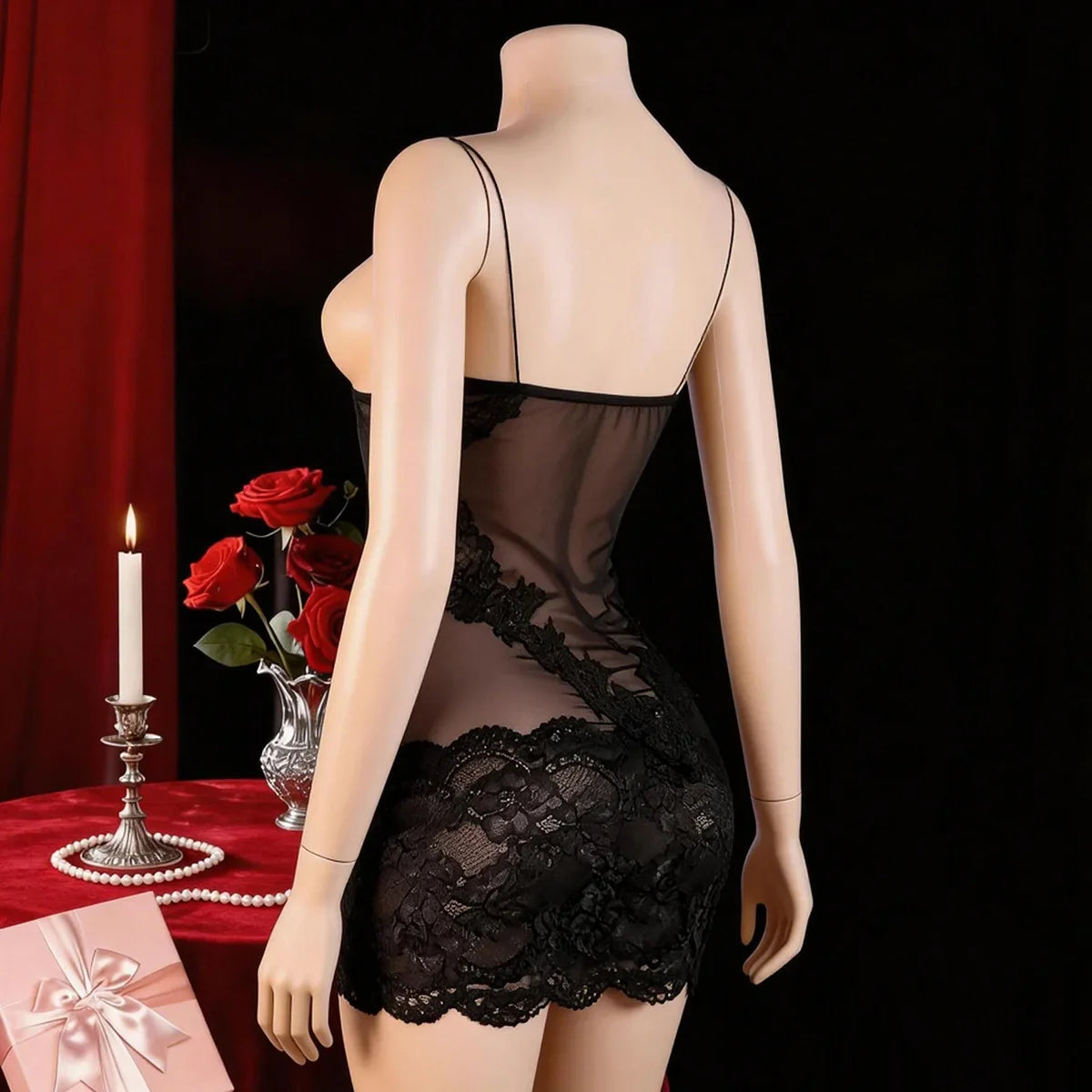 Western Cross Border Lace Sling Hip Wrapping French Style Nightgown Pure Desire Seductive Erotic Lingerie Nightwear Set