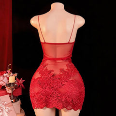 Western Cross Border Lace Sling Hip Wrapping French Style Nightgown Pure Desire Seductive Erotic Lingerie Nightwear Set