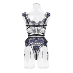 Western Embroidery Bra Mesh Floral Lingerie Sets