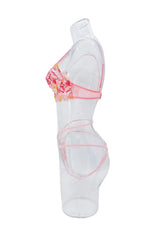 Western Embroidery Lace Multicolor See Through Sling Bras Erotic Seductive Underwears Clothing Lingerie Set
