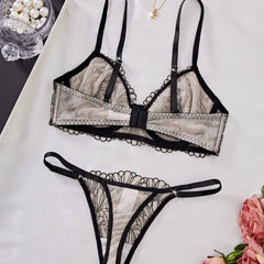 Western Embroidery Thin Bras Erotic Seductive Underwearss Seductive Clothings Lingerie Set