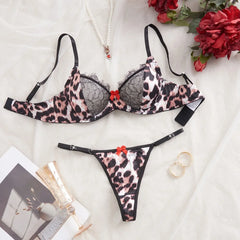 Western Erotic Leopard Print Lace Splicing Bras Seductive Underwearss Seductive Clothing Lingerie Set